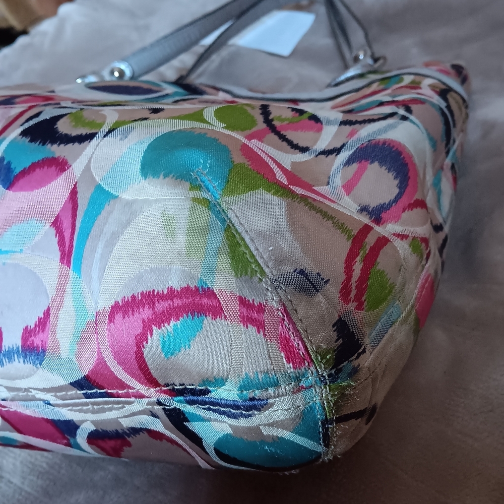 Coach Poppy Ikat Multi-color Signature Glam Tote Bag - Picture 7 of 15